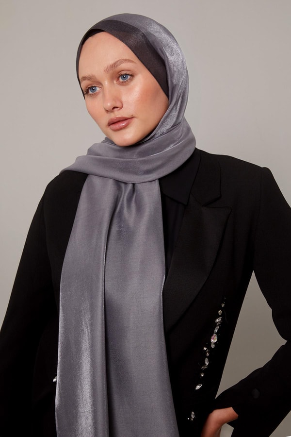 LevidorAntrasit Şerit Desen Kehribar Şal