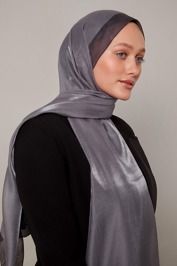 LevidorAntrasit Şerit Desen Kehribar Şal