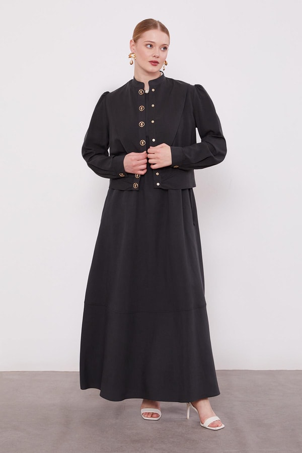 LevidorAntrasit Vatkalı Cupra Ceket Takım