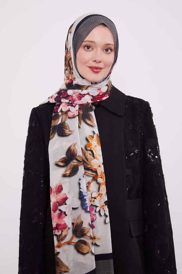 LevidorAntrasit Zigzag Pamuklu Şal