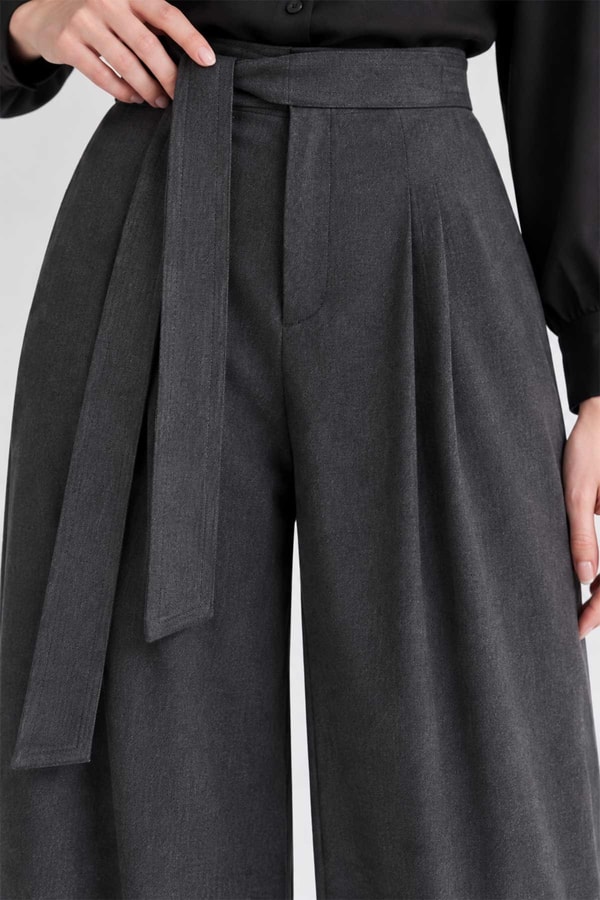 LevidorBağlamalı Kuşak Detaylı Pantolon Siyah