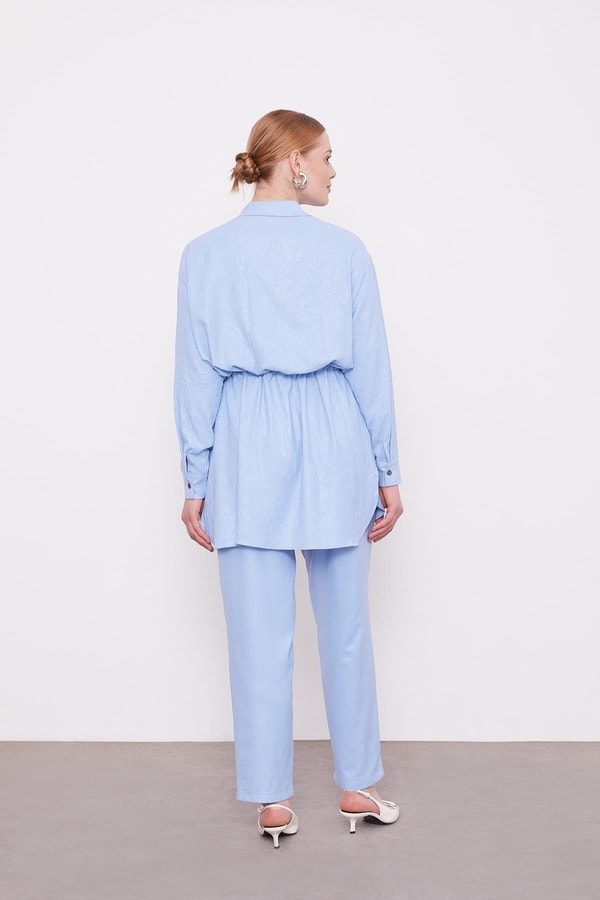 LevidorBebe Mavisi Beli Büzgülü Pantolonlu Spor Takım