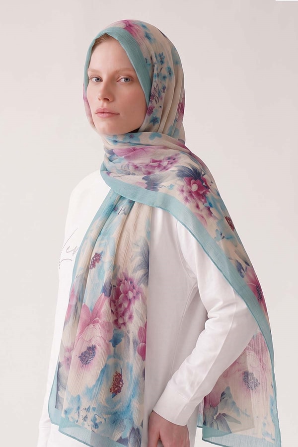LevidorBebe Mavisi Çiçek Desen Müslin Şal