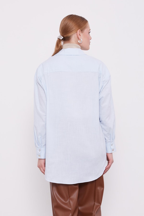 LevidorBebe Mavisi Dokulu Pamuk Gömlek