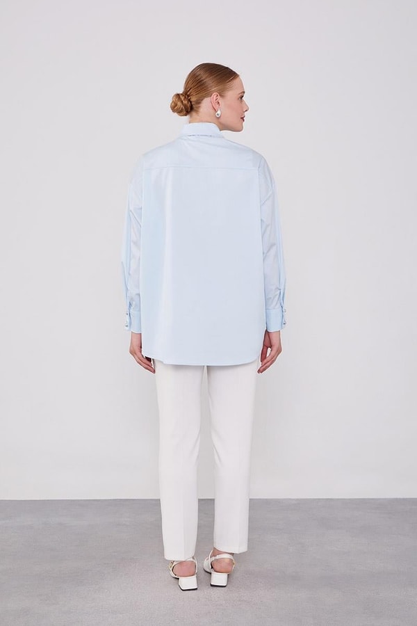 LevidorBebe Mavisi Düğme Detaylı Gömlek