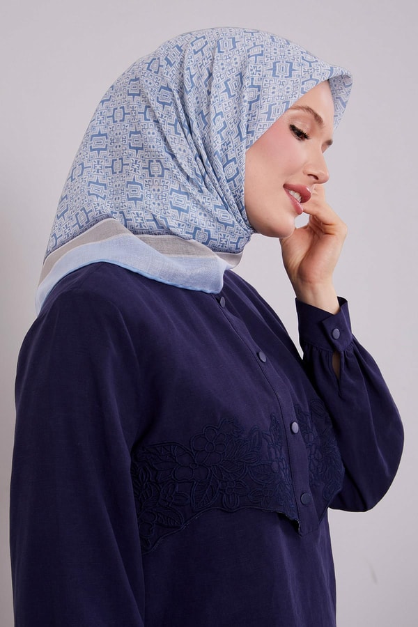 LevidorBebe Mavisi Puzzle Desen Soft Eşarp