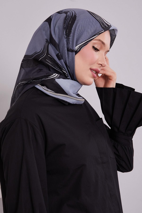 LevidorBebe Mavisi Soyut Desen Soft Eşarp