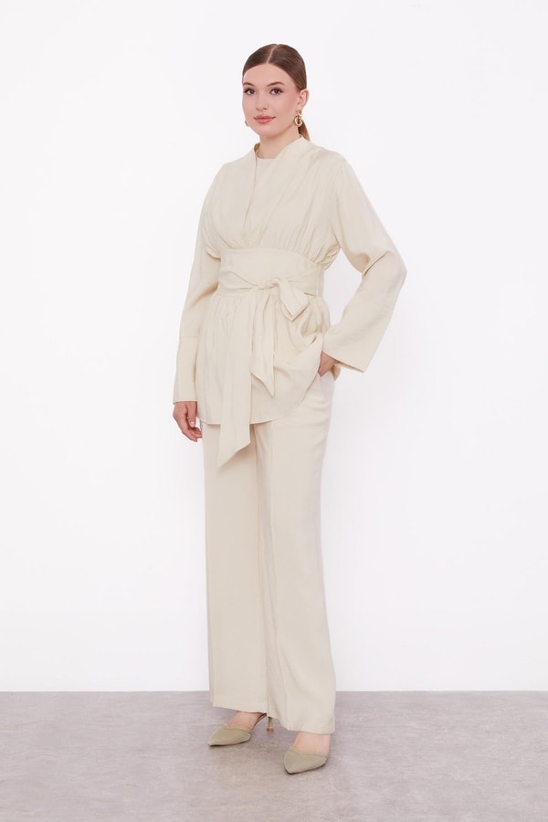 LevidorBej Belden Kuşaklı İkili Takım