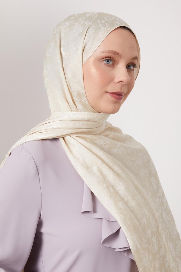 LevidorBej Çiçek Desen İtalyan Jakar Şal