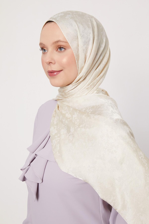 LevidorBej Çiçek Desen İtalyan Jakar Şal