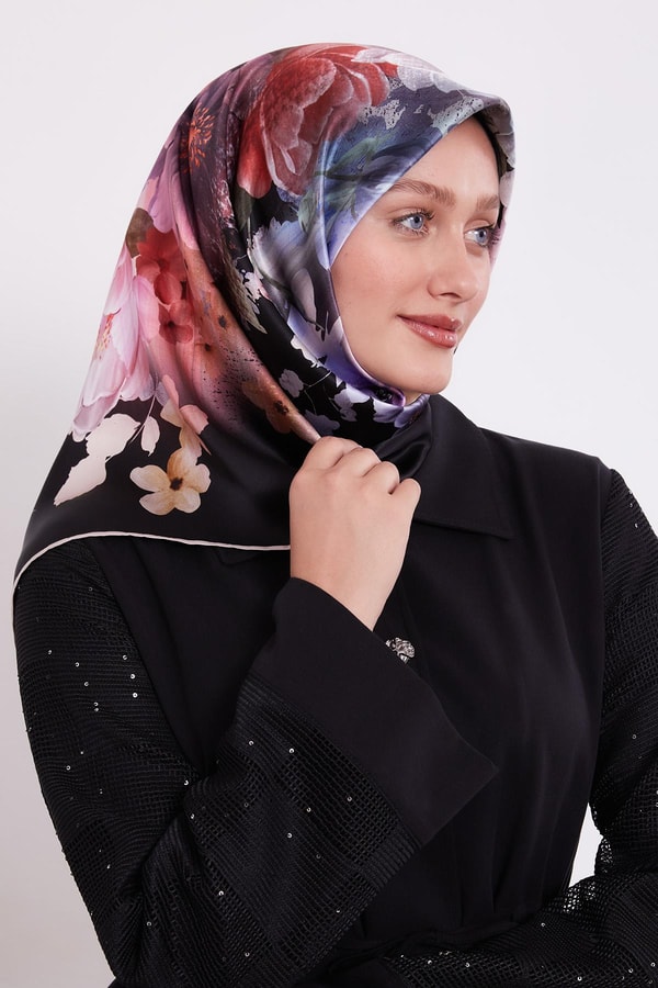 LevidorBej Çiçek Desen Sura İpek Eşarp