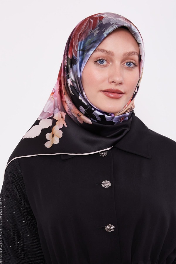 LevidorBej Çiçek Desen Sura İpek Eşarp