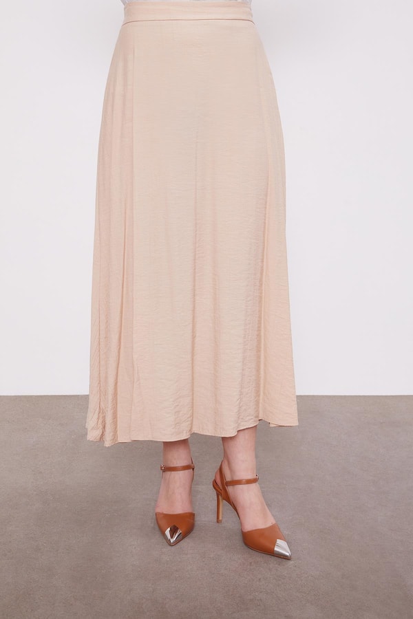 LevidorBej Çift Düğme Detaylı Etekli Takım