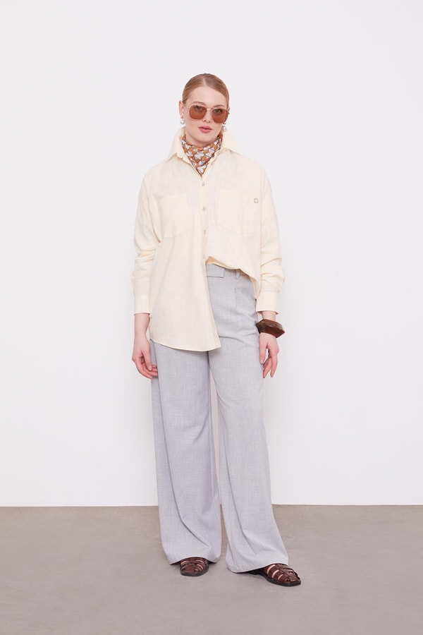 LevidorBej Dokulu Pamuk Gömlek