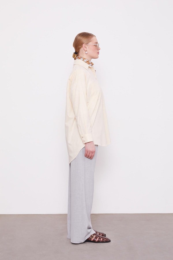 LevidorBej Dokulu Pamuk Gömlek