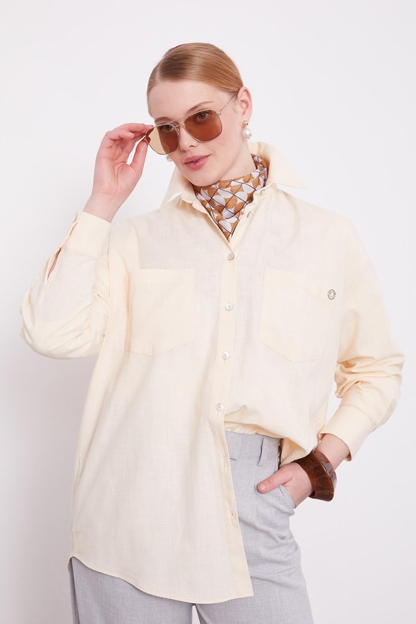 LevidorBej Dokulu Pamuk Gömlek