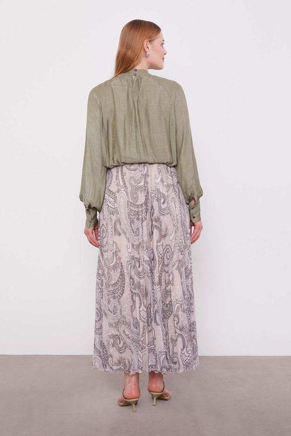 LevidorBej Etnik Desen Piliseli Etek