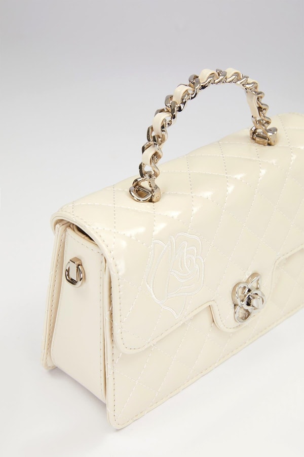 LevidorBej Gül Baskılı El Çantası