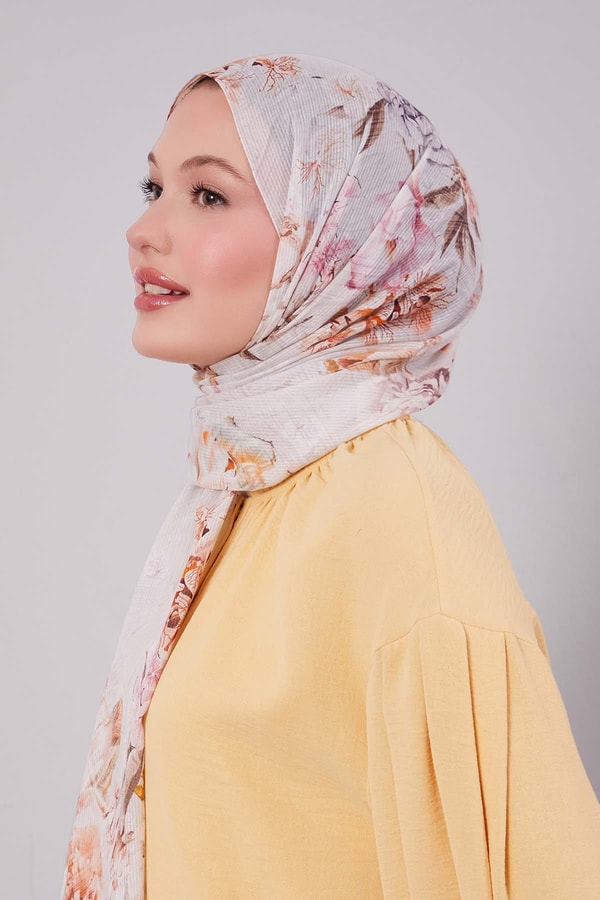 LevidorBej Güllü Desen Pamuk Şal