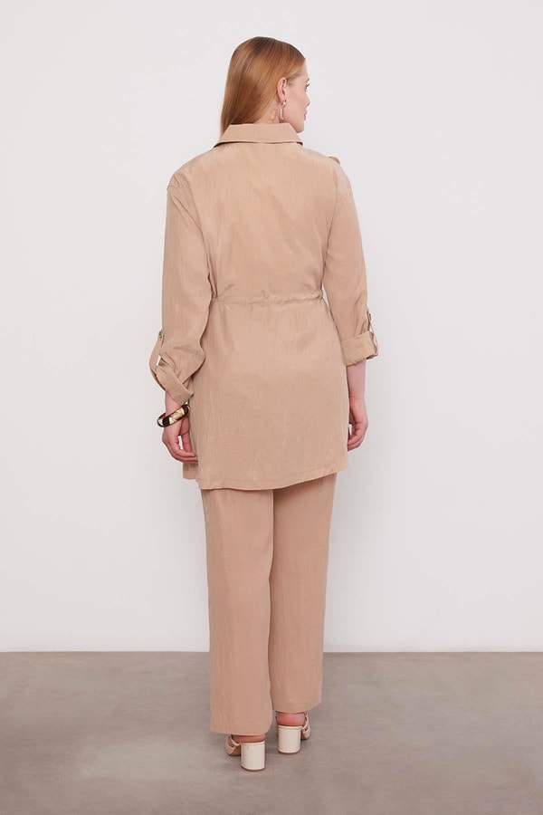 LevidorBej İşleme Omuz Detaylı Cupra İkili Takım