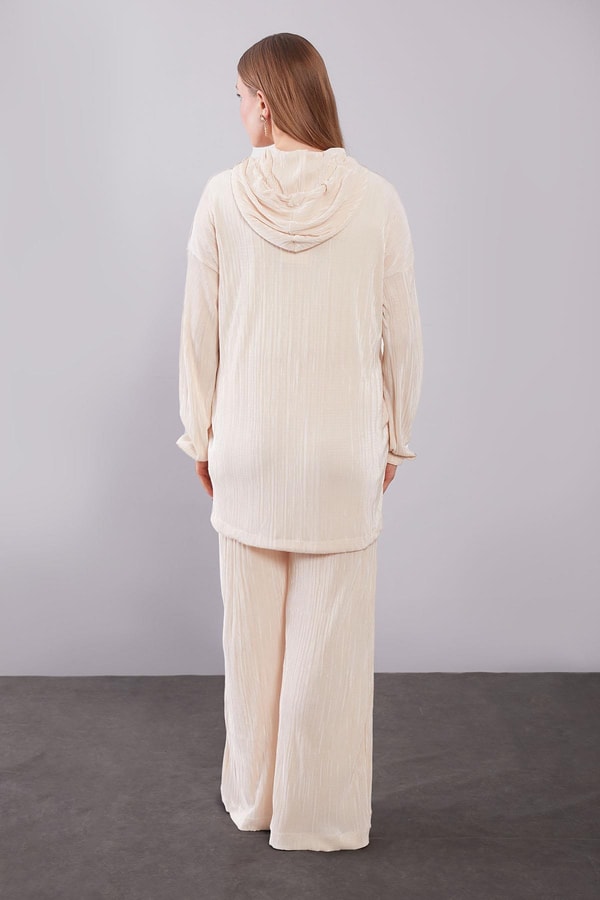 LevidorBej Kapüşonlu Bağcık Detaylı İkili Takım