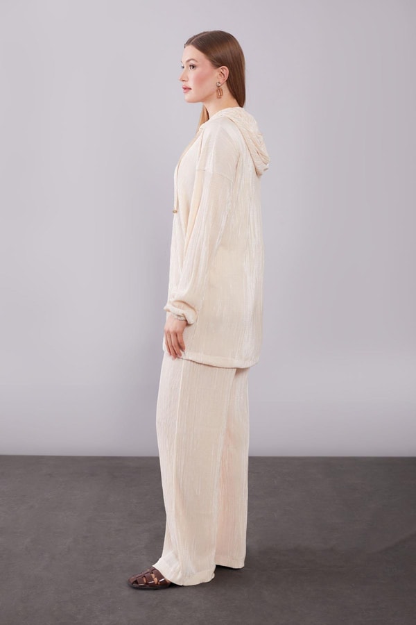 LevidorBej Kapüşonlu Bağcık Detaylı İkili Takım