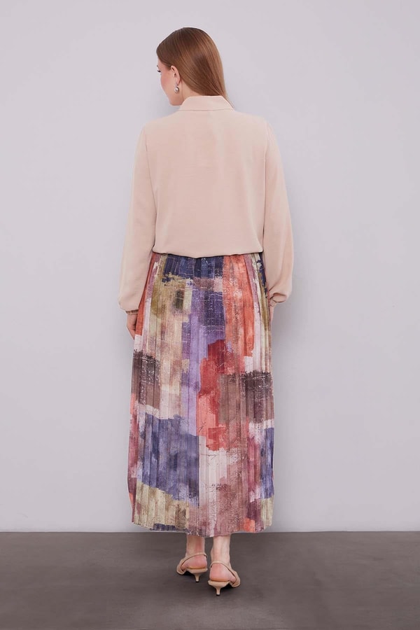 LevidorBej-Kiremit Bel Büzgülü Etek Takım