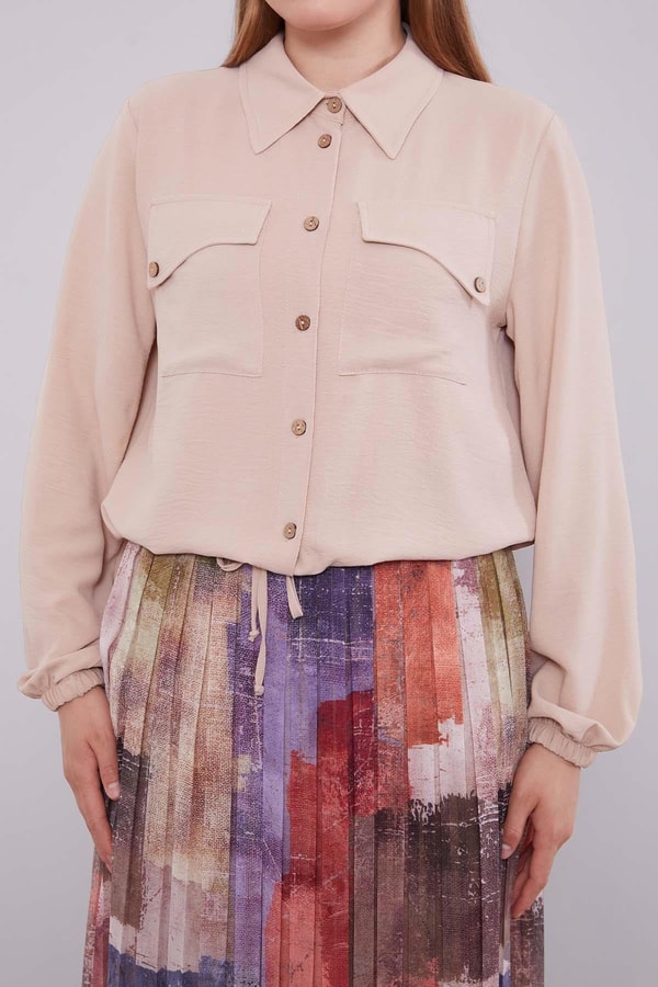 LevidorBej-Kiremit Bel Büzgülü Etek Takım