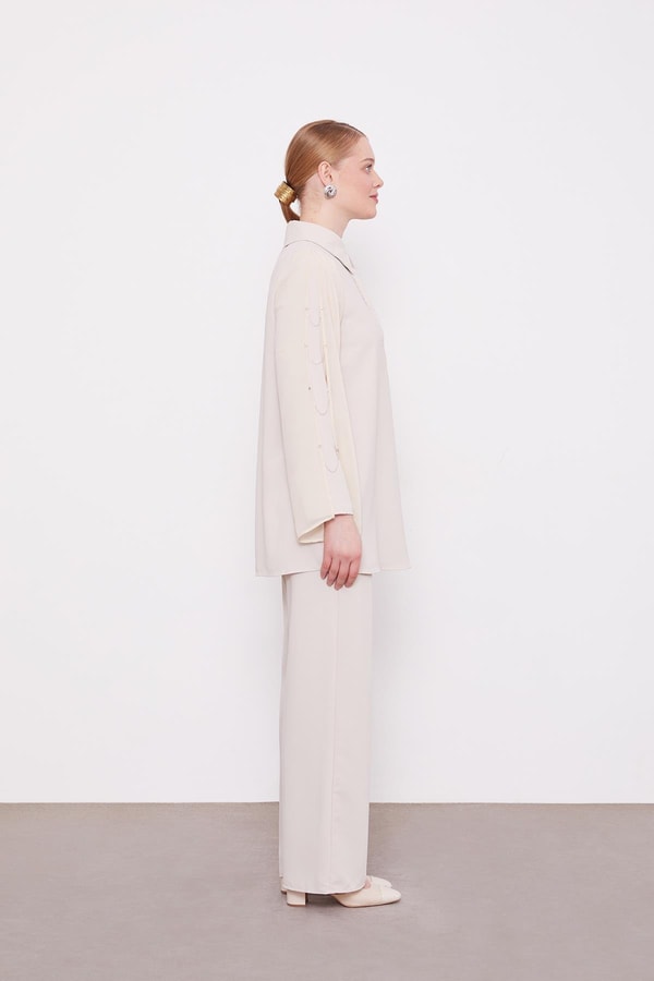 LevidorBej Kolları Zincir Pencere Detaylı İkili Takım