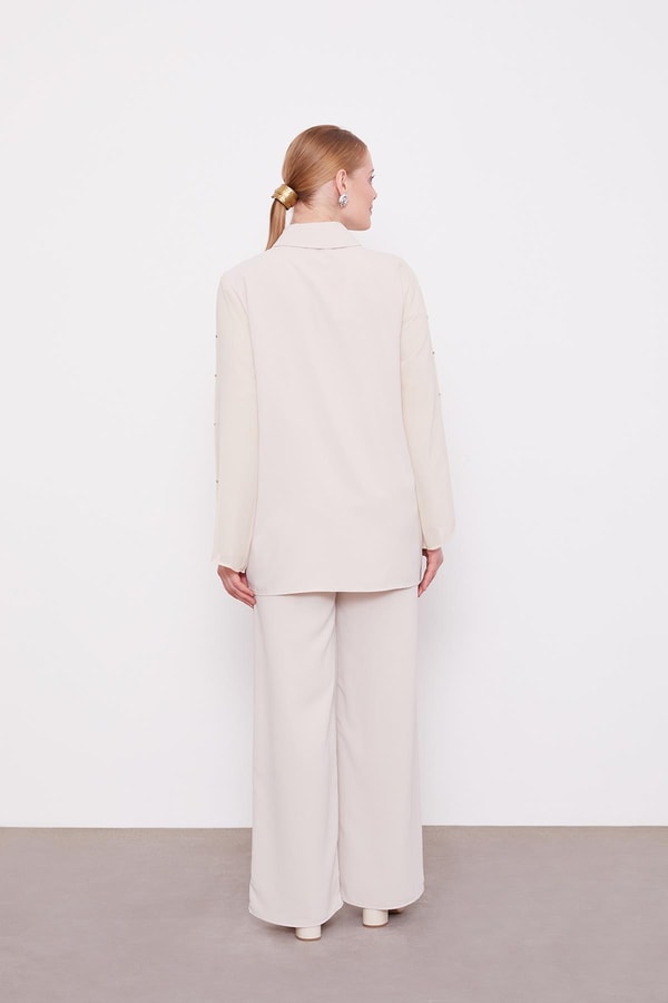 LevidorBej Kolları Zincir Pencere Detaylı İkili Takım