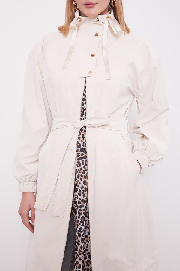 LevidorBej Kurdale Yaka Detay Trençkot