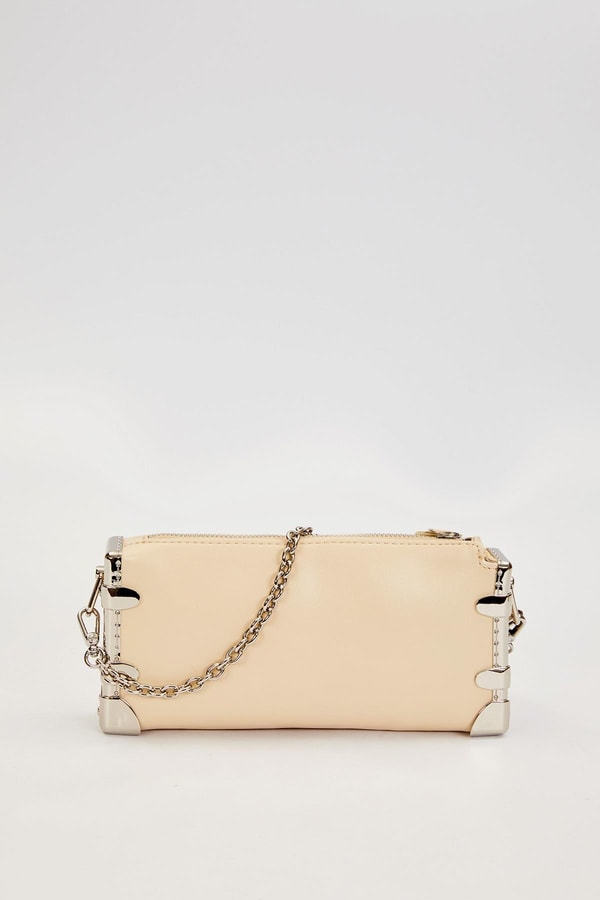 LevidorBej Metal Köşeli Omuz Çantası