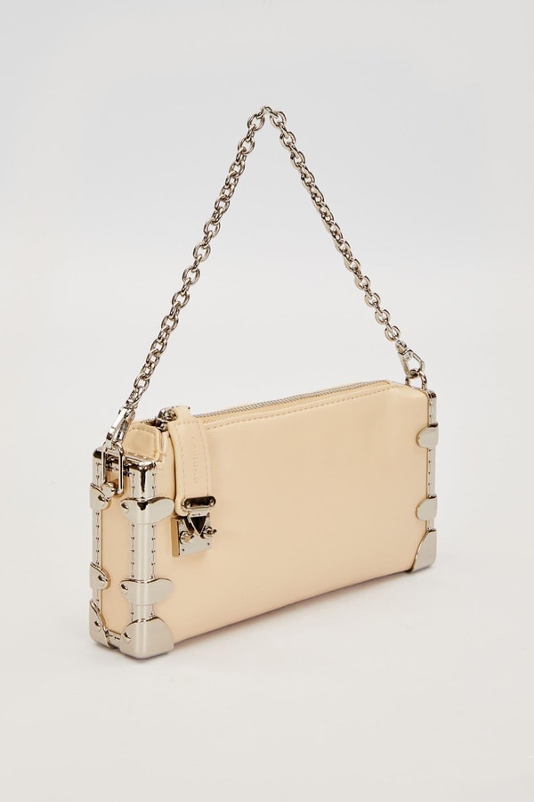 LevidorBej Metal Köşeli Omuz Çantası