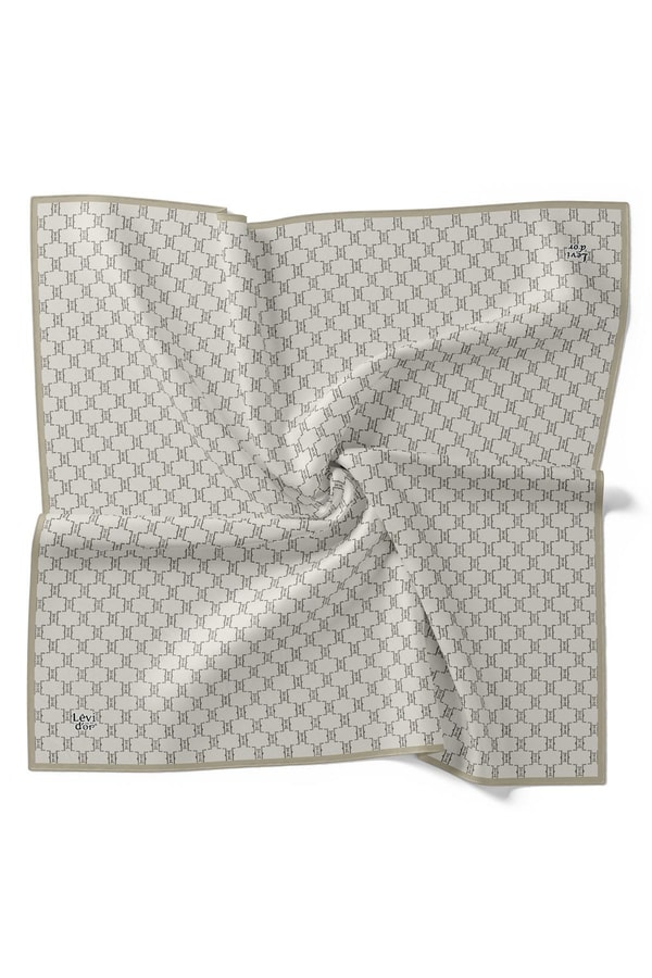 LevidorBej Petek Desen Twill İpek Eşarp