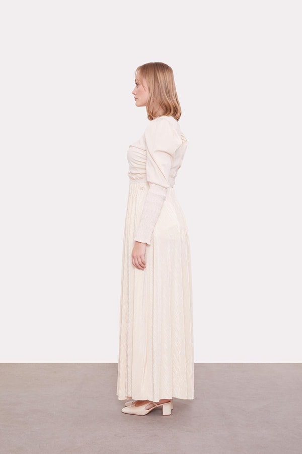 LevidorBej Pileli Etek