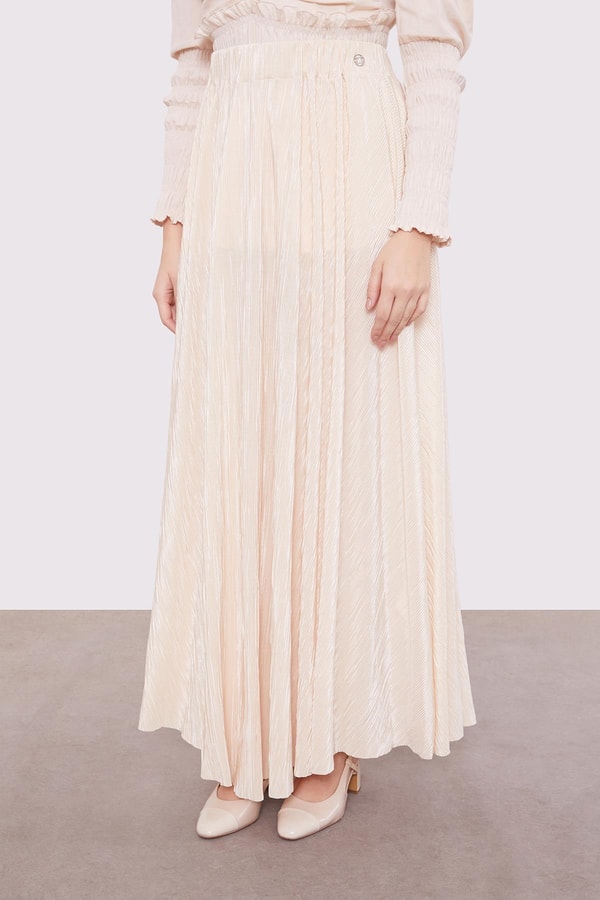 LevidorBej Pileli Etek