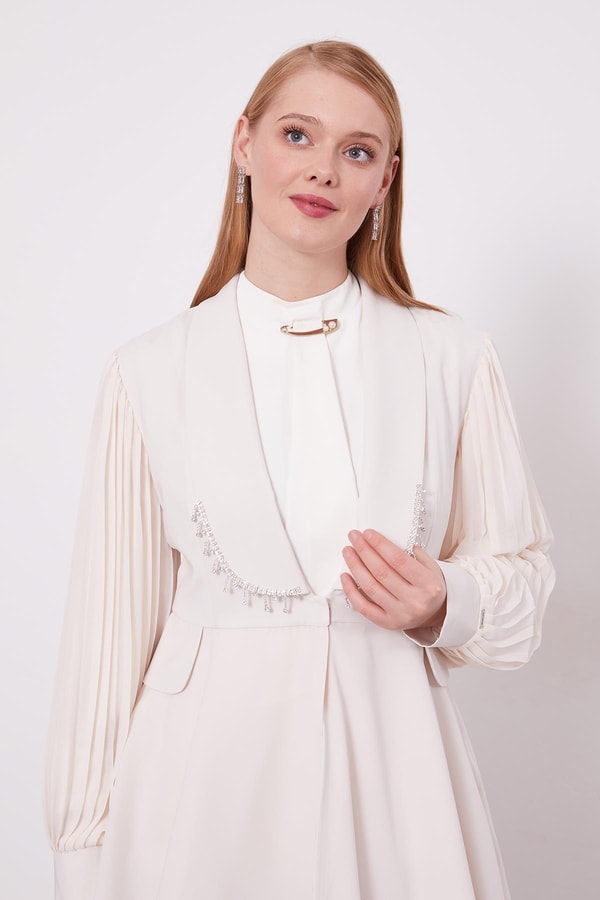 LevidorBej Şifon kollu Taş Detay