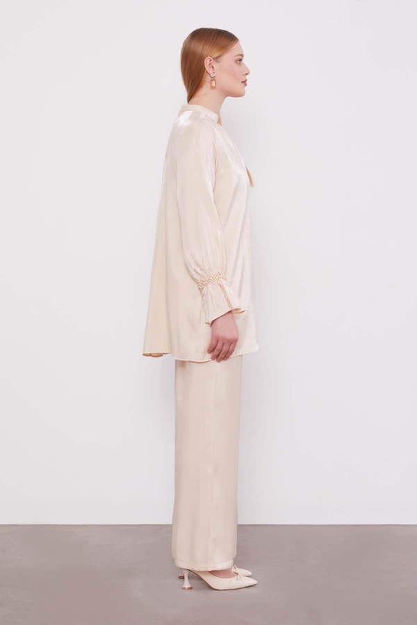 LevidorBej Taş Detaylı İkili Takım