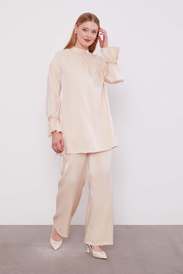 LevidorBej Taş Detaylı İkili Takım