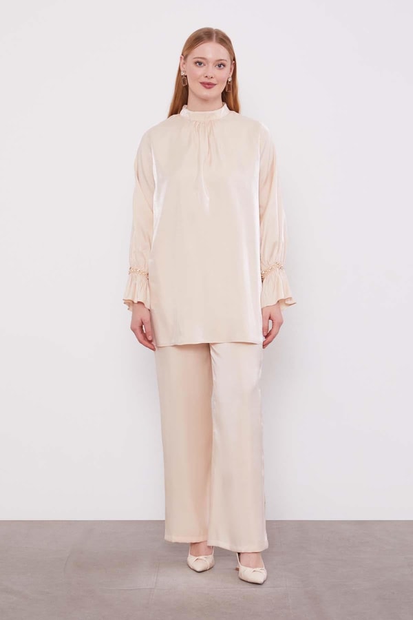 LevidorBej Taş Detaylı İkili Takım