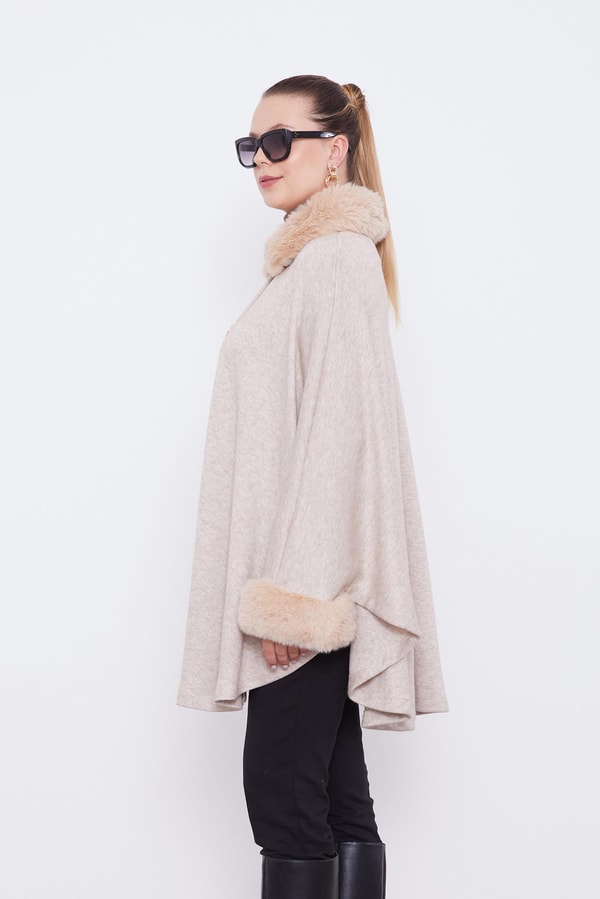 LevidorBej ürk Detaylı Kaşmir Panço