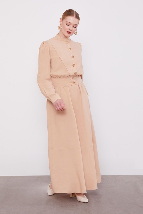 LevidorBej Vatkalı Cupra Ceket Takım