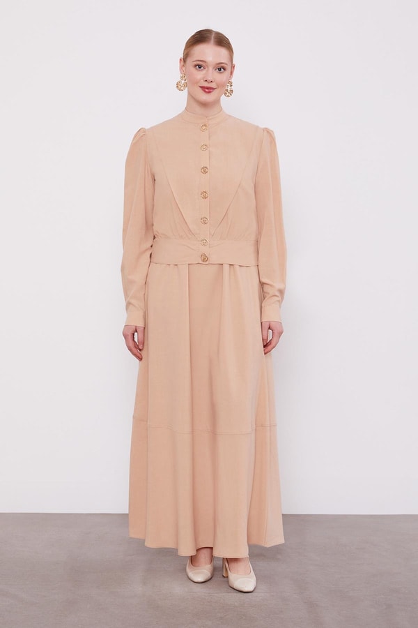 LevidorBej Vatkalı Cupra Ceket Takım