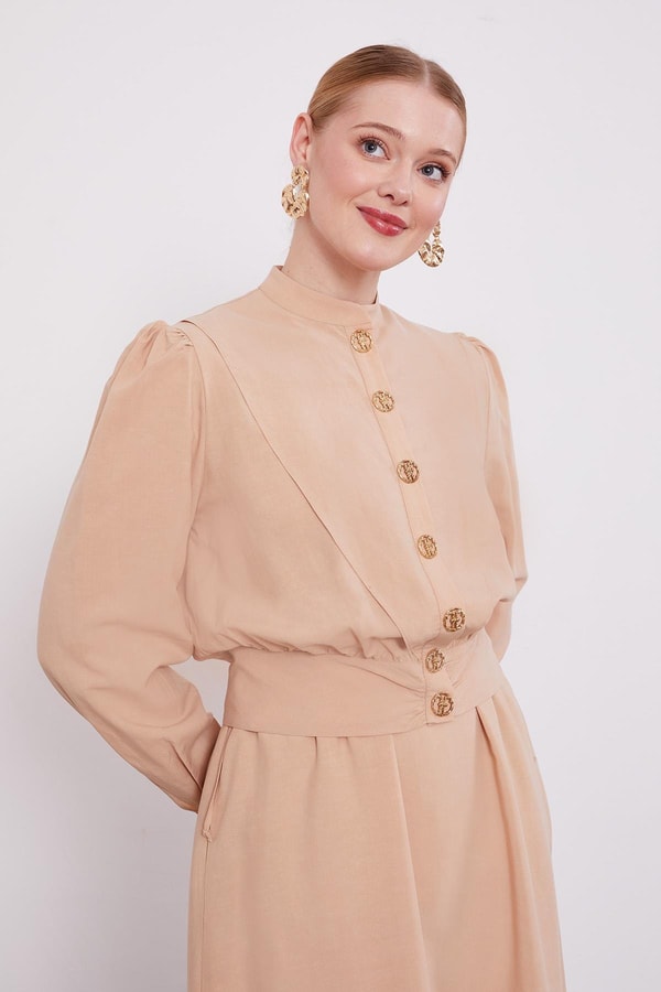 LevidorBej Vatkalı Cupra Ceket Takım