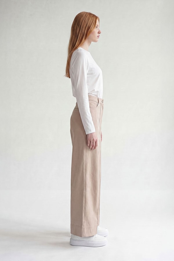 LevidorBej Wideleg Pantolon
