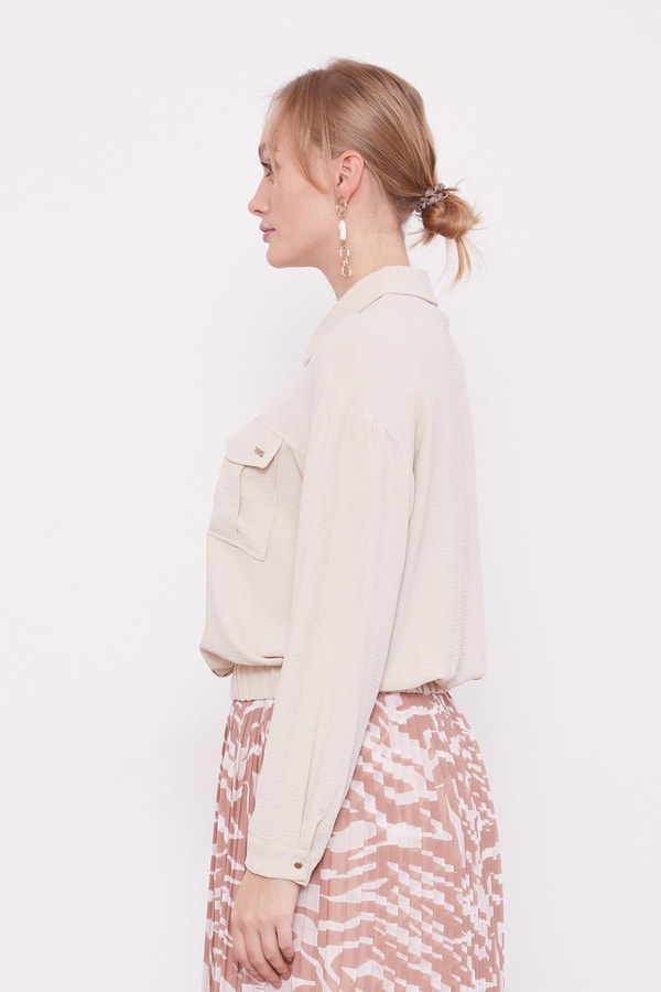 LevidorBej Yaka Cep Detay Ceket