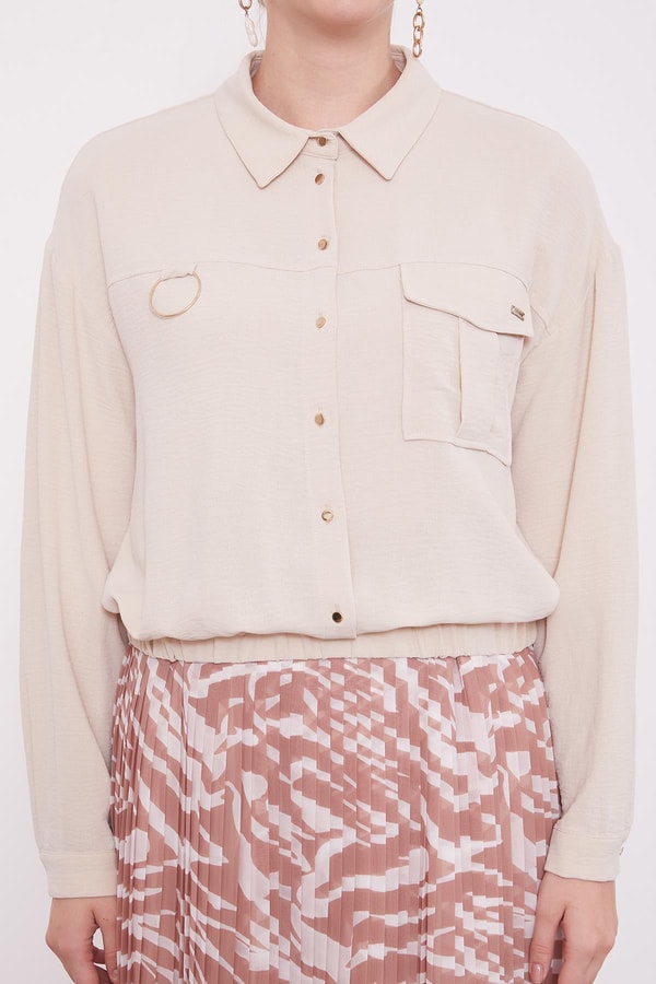 LevidorBej Yaka Cep Detay Ceket