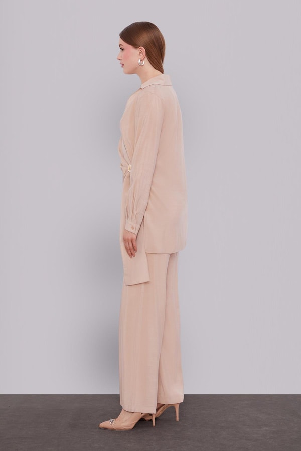 LevidorBej Yan Aksesuar Bağlamalı İkili Takım