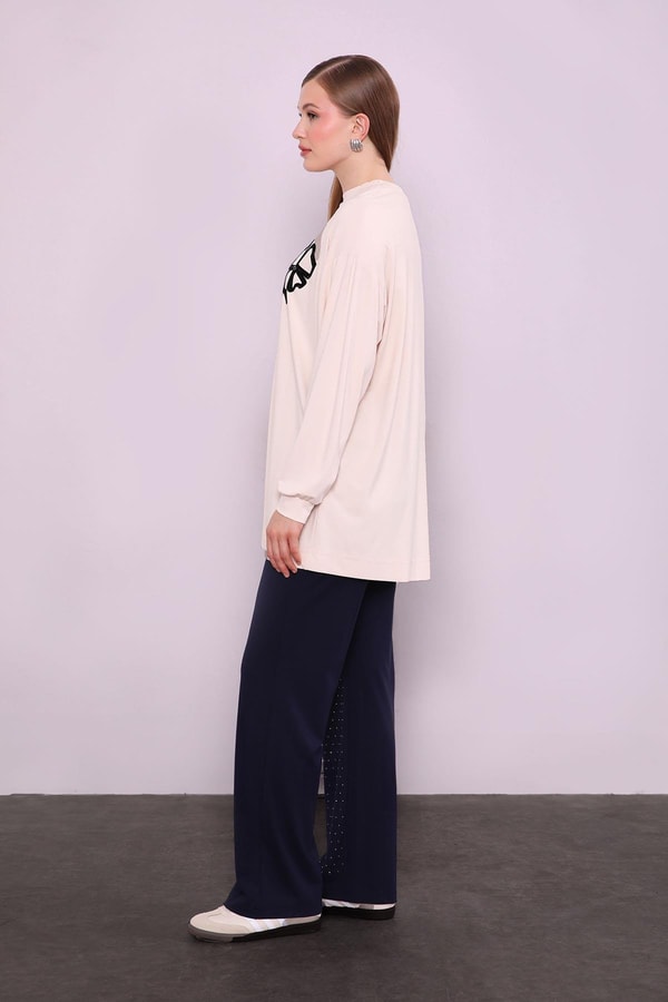 LevidorBej Yonca Desen Detaylı İkili Takım