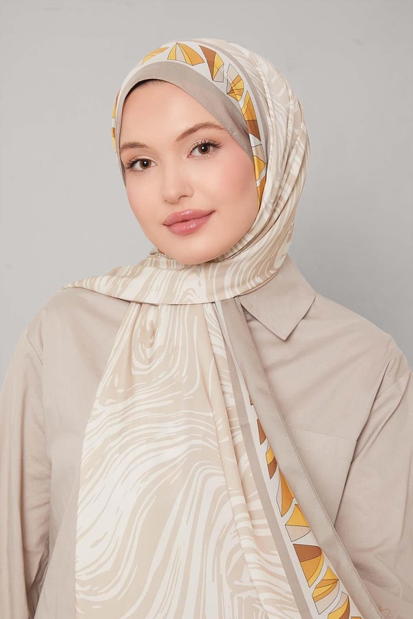 LevidorBej Zebra Desen Club Şal